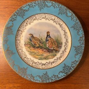SOLD Vintage Blue and Gold Bird Motif Plate